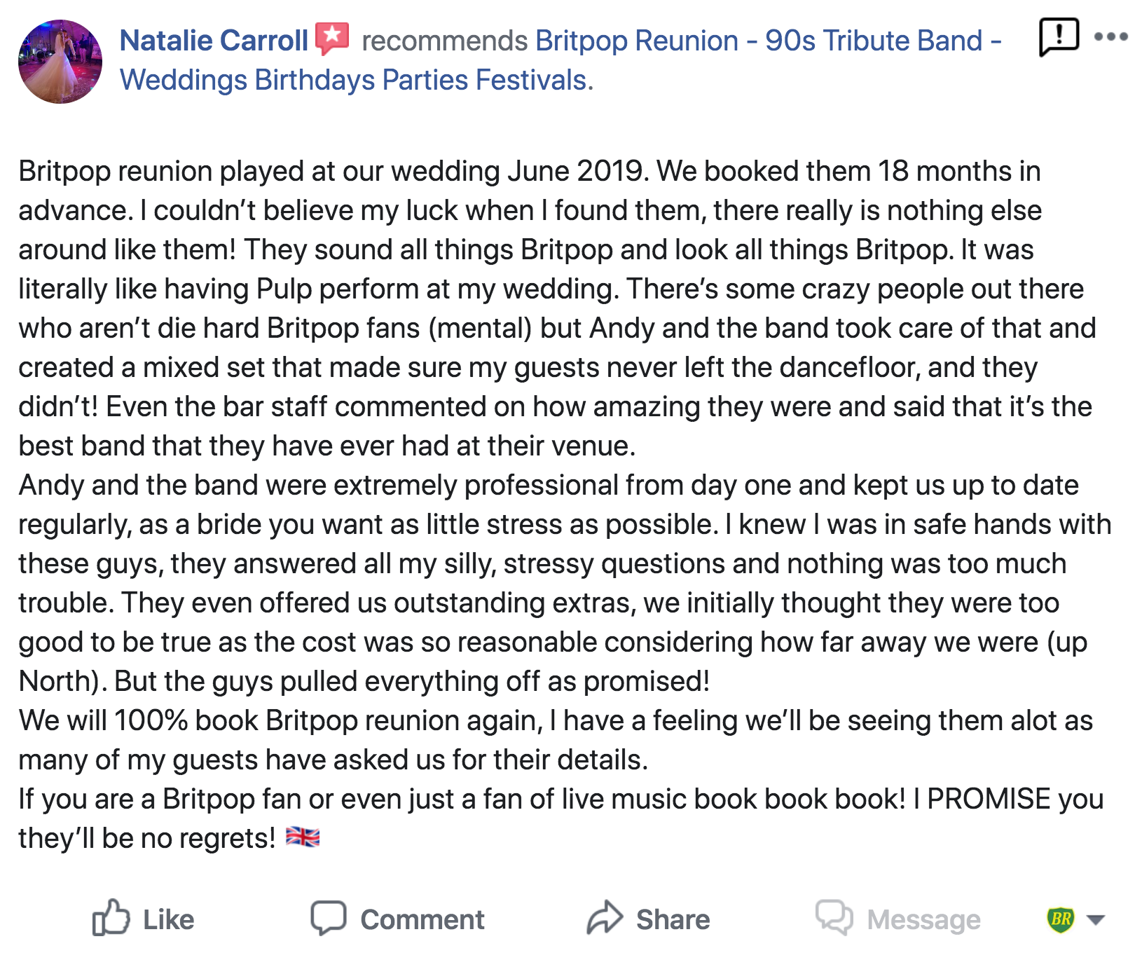 Britpop Wedding Review